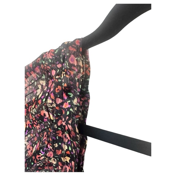 NWT Dex Tinsley Smocked BOHO Black Pink Gold Midi Dress Sheer Puff Sleeves, sz X - Picture 6 of 11